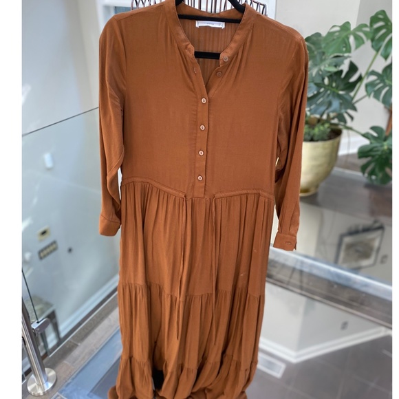 Mango | Dresses | Mango Brown Ruffle Gown | Poshmark